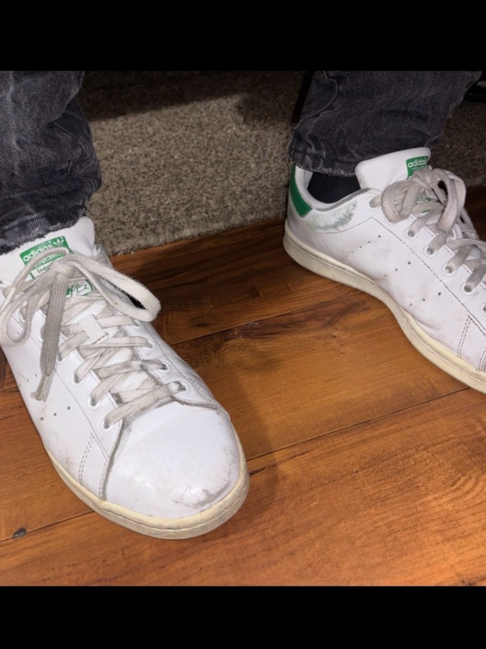 Adidas White/Green Stan Smiths Leather Men’s Size 10.5 Tennis Shoes Pre-Owned